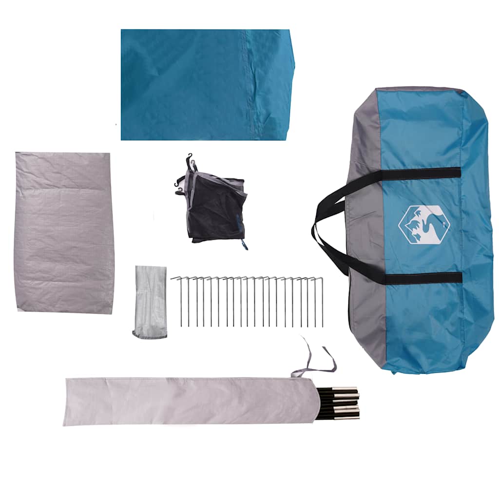 Tenda da Campeggio a Cupola per 4 Persone Blu Impermeabile