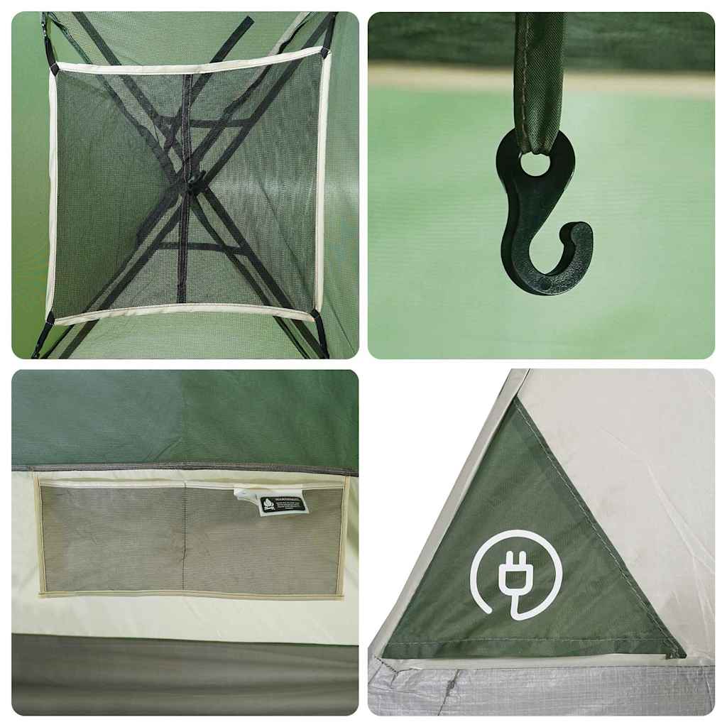 Tenda da Campeggio a Cupola per 6 Persone Verde Impermeabile