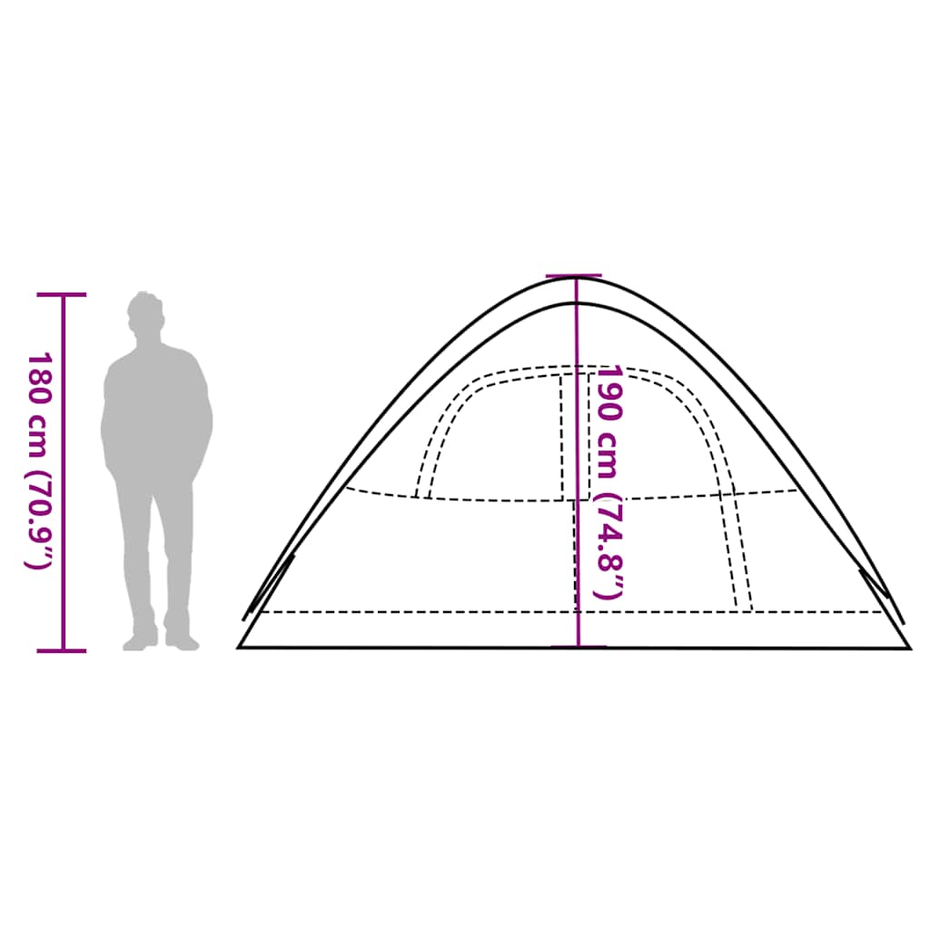 Tenda da Campeggio a Cupola per 6 Persone Verde Impermeabile