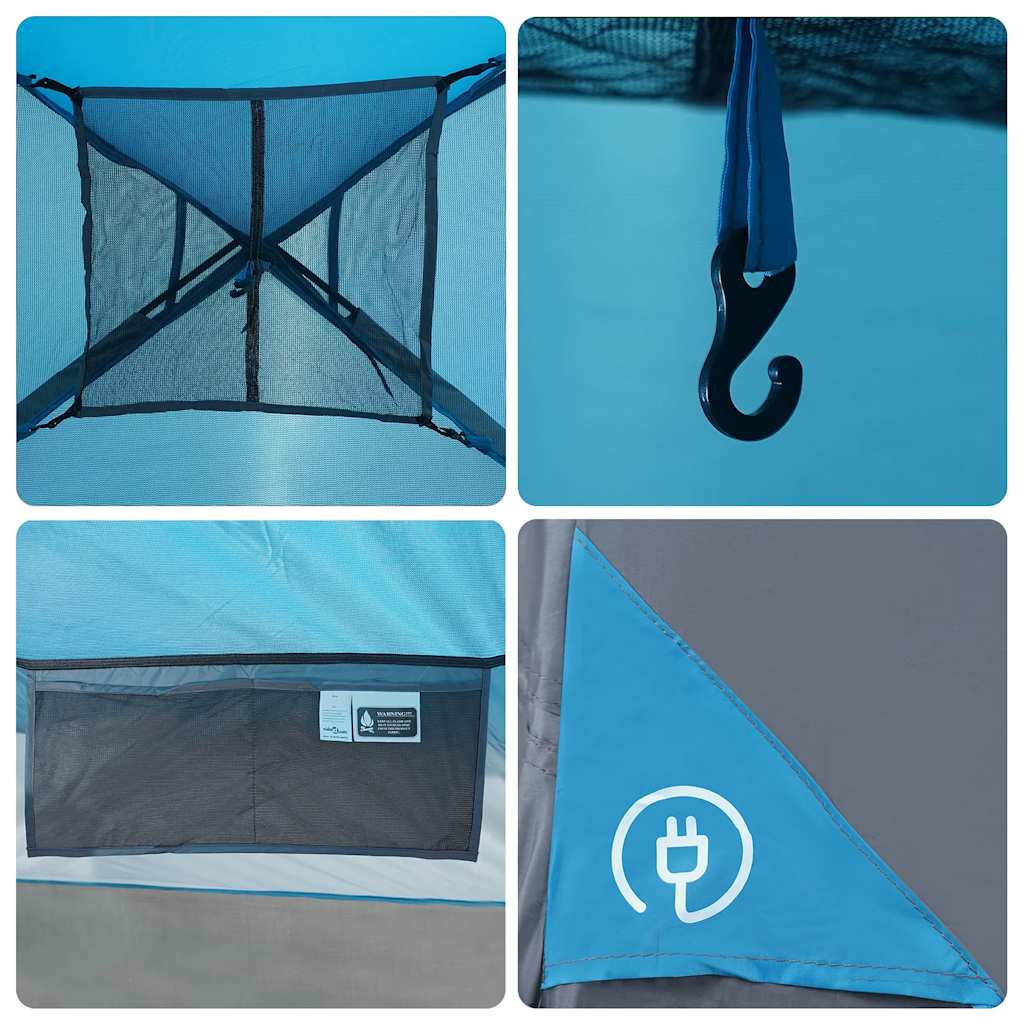 Tenda da Campeggio a Cupola per 4 Persone Blu Impermeabile