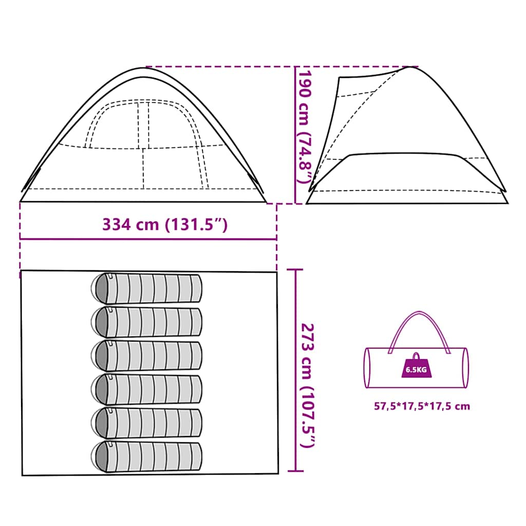 Tenda da Campeggio a Cupola per 4 Persone Blu Impermeabile