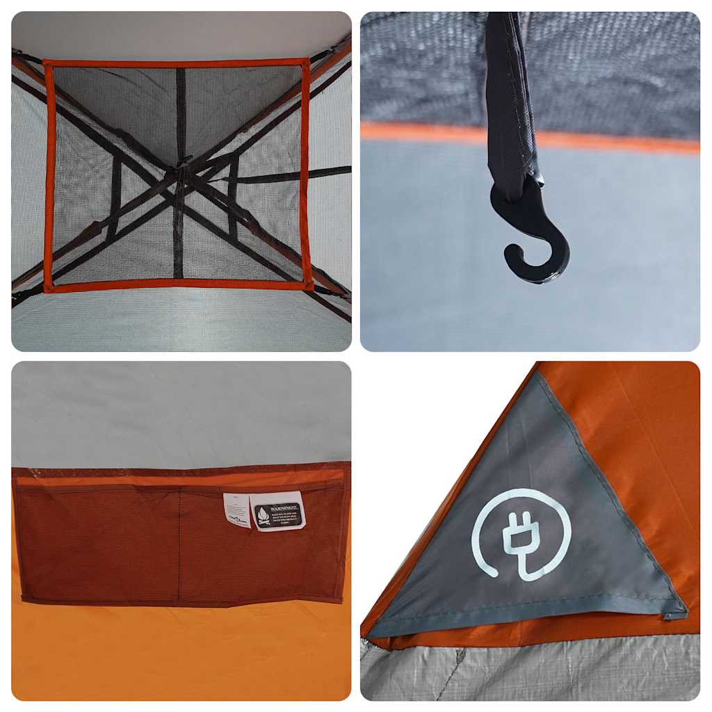 Tenda Familiare a Cupola 6 Persone Arancione Impermeabile