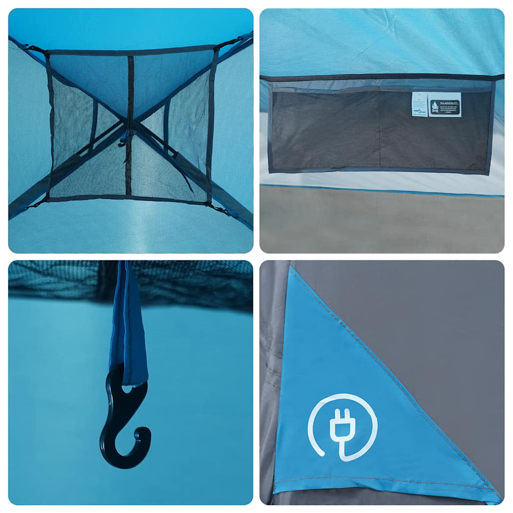 Tenda Familiare a Cupola per 11 Persone Blu Impermeabile