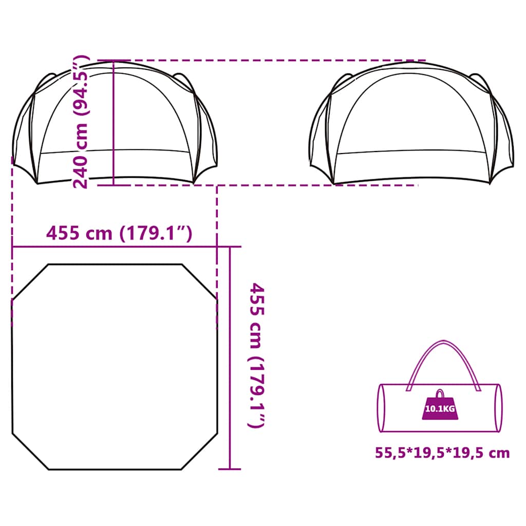 Tenda per Feste Bianca e Grigia Impermeabile