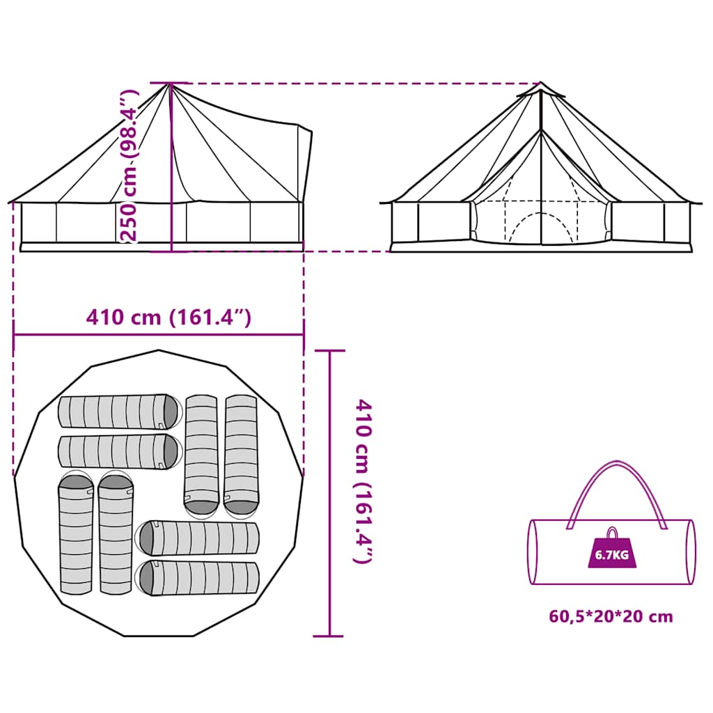Tenda Familiare Tipi per 8 Persone Verde Impermeabile