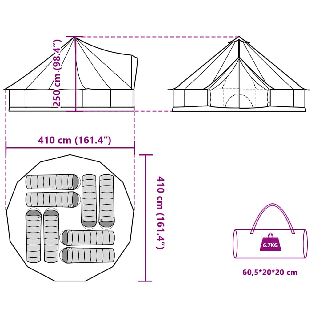 Tenda Familiare Tipi 8 Persone Grigia e Arancione Impermeabile