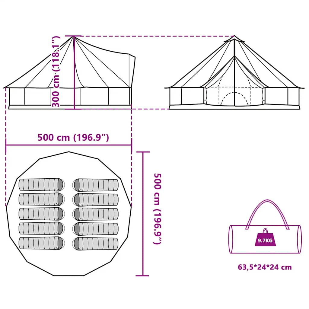 Tenda Familiare Tipi 10 Persone Grigia e Arancione Impermeabile