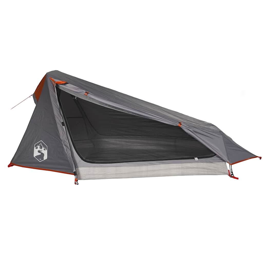 Tenda Campeggio Tunnel 1 Persona Grigia Arancione Impermeabile