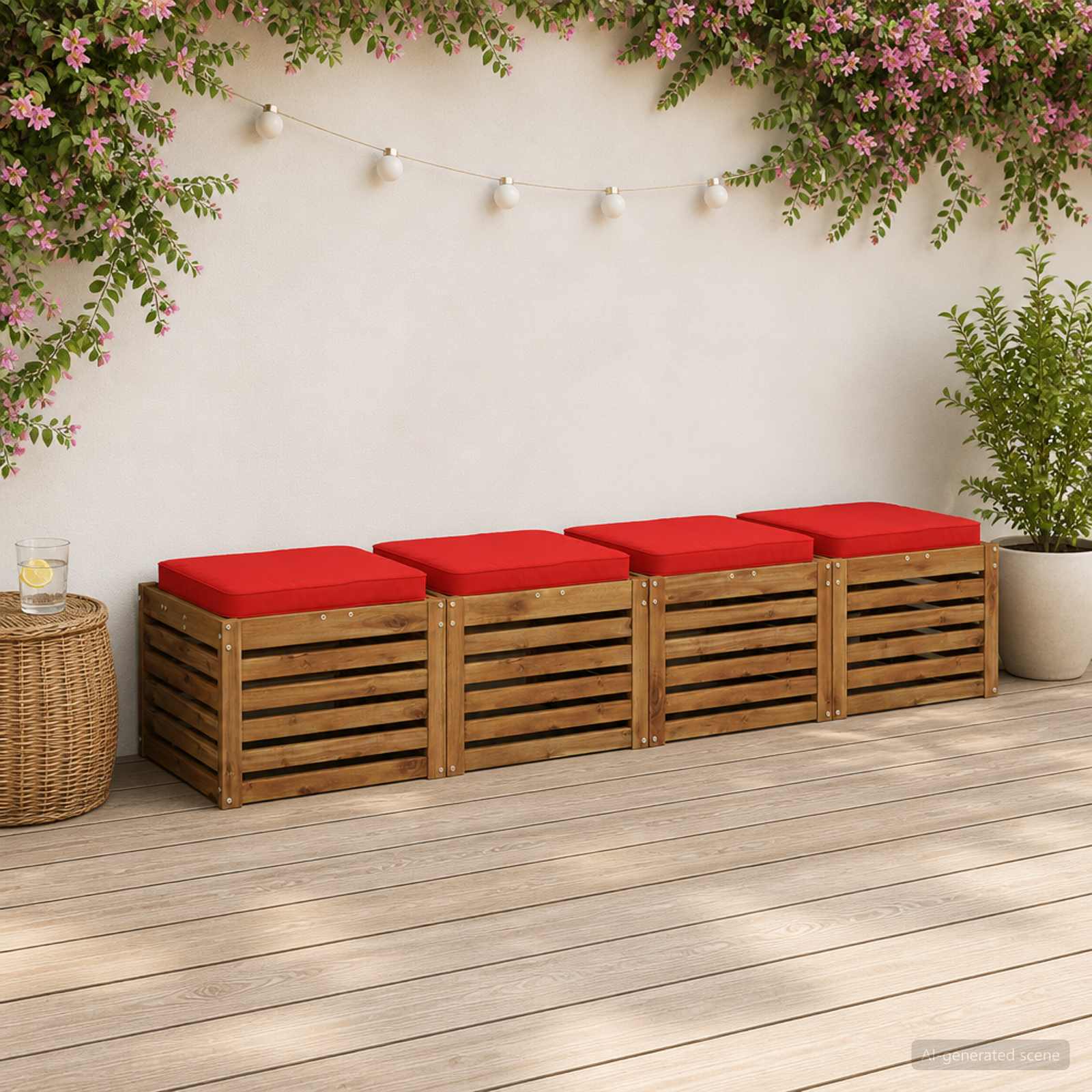 Cuscini per Sedia in 4 Pezzi VUGHT 4 pcs 100% Poliestere Rosso