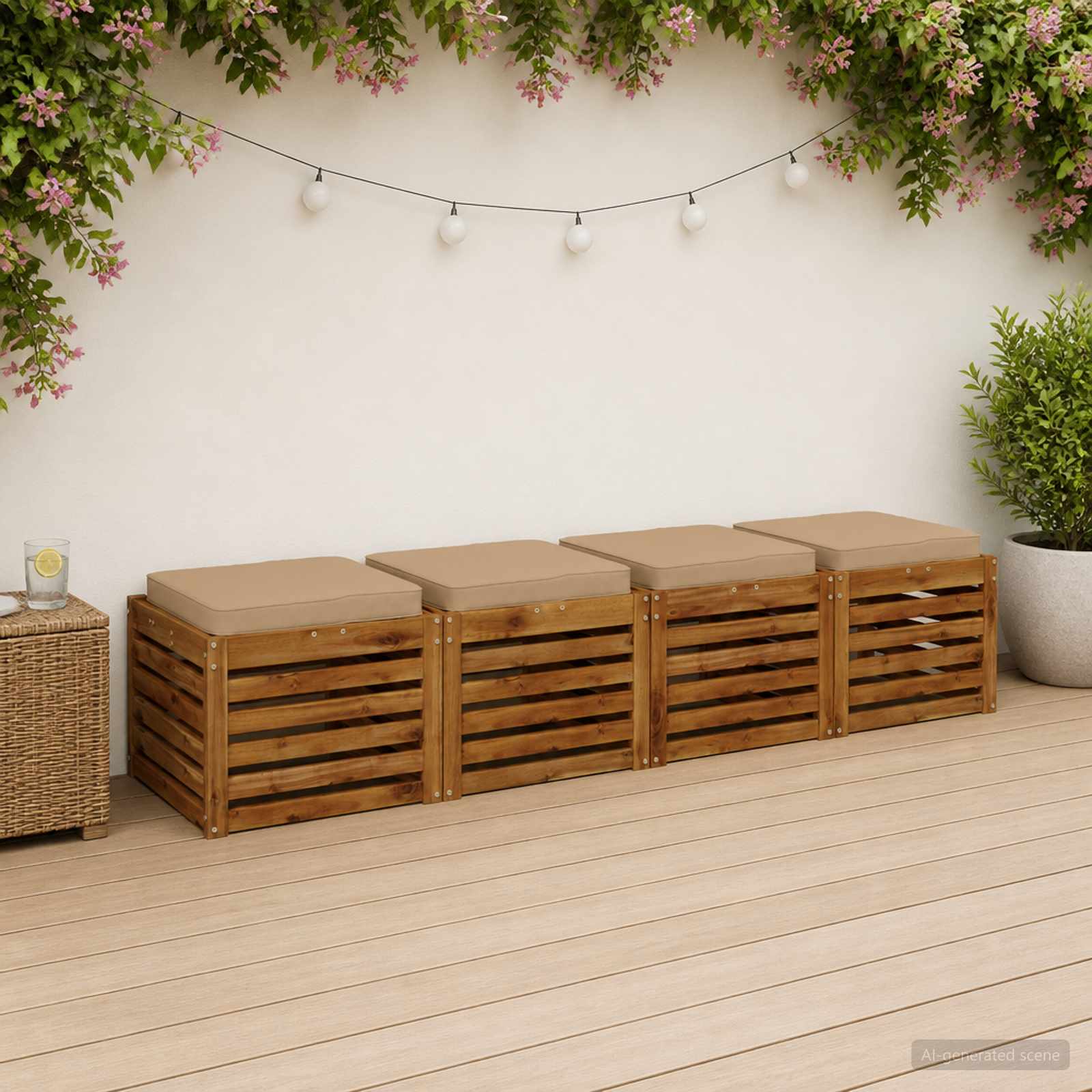Cuscini per Sedia in 4 Pezzi VUGHT 4 pcs 100% Poliestere Sabbia