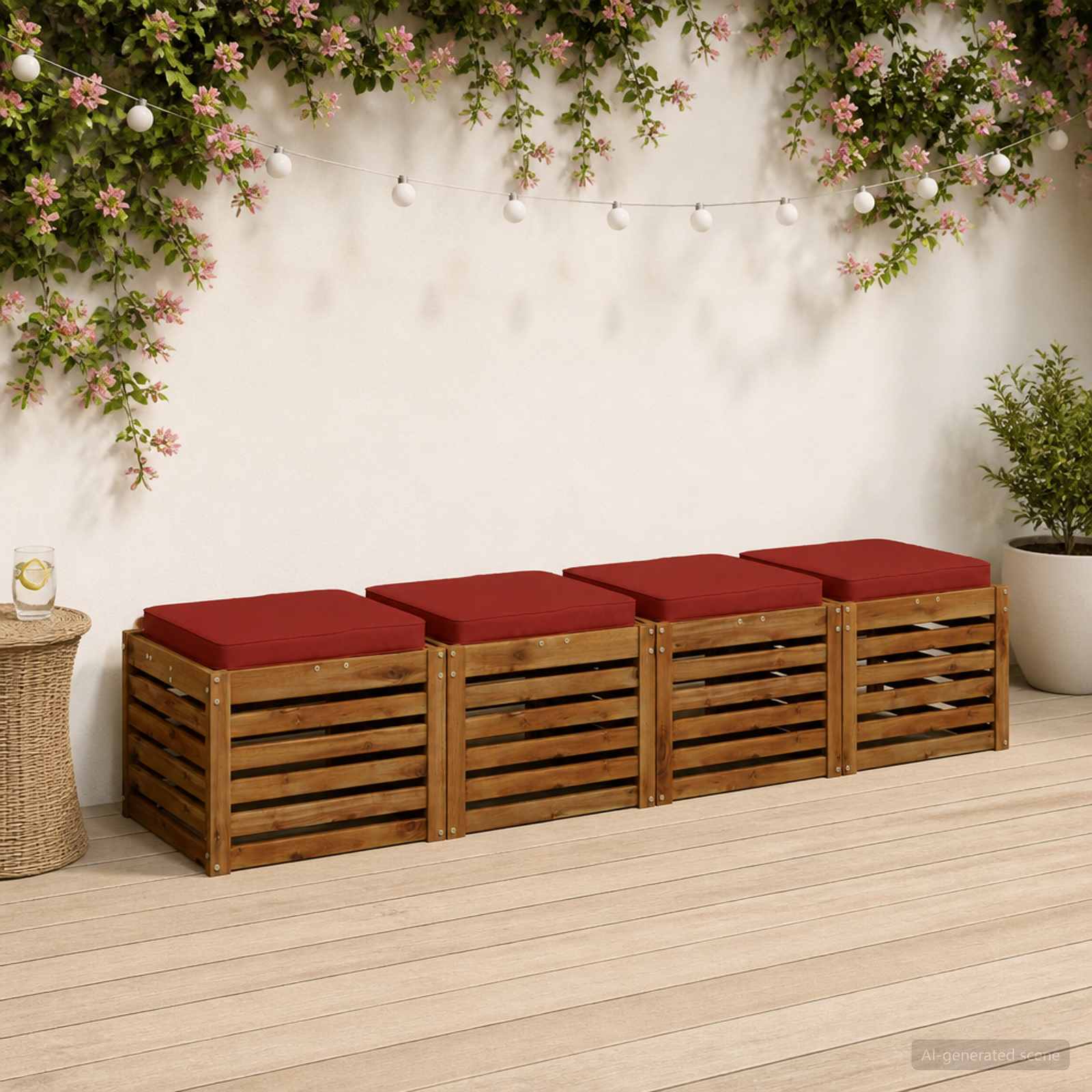 Cuscini per Sedia in 4 Pezzi VUGHT 4 pcs 100% Poliestere Rosso