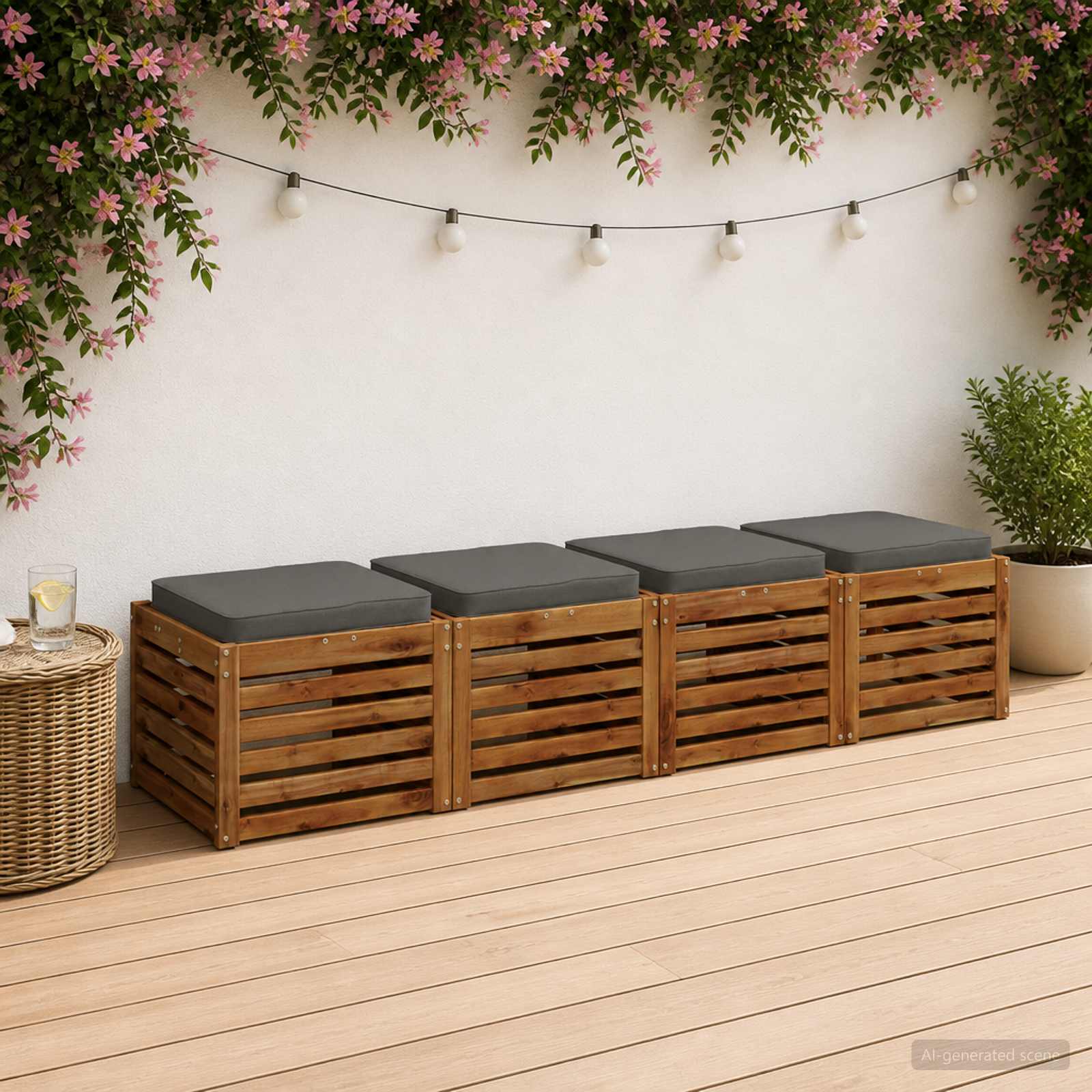 Cuscini per Sedia in 4 Pezzi VUGHT 4 pcs 100% Poliestere Grigio