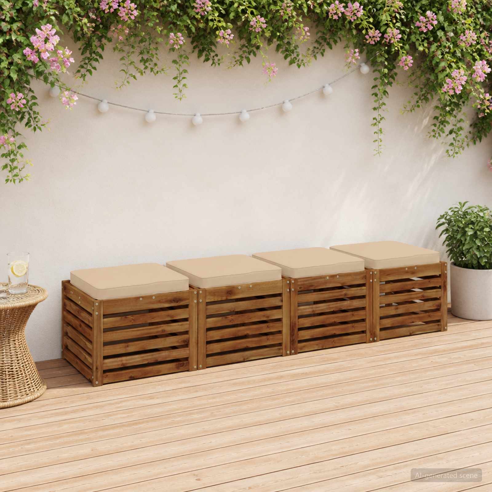 Cuscini per Sedia in 4 Pezzi VUGHT 4 pcs 100% Poliestere Crema