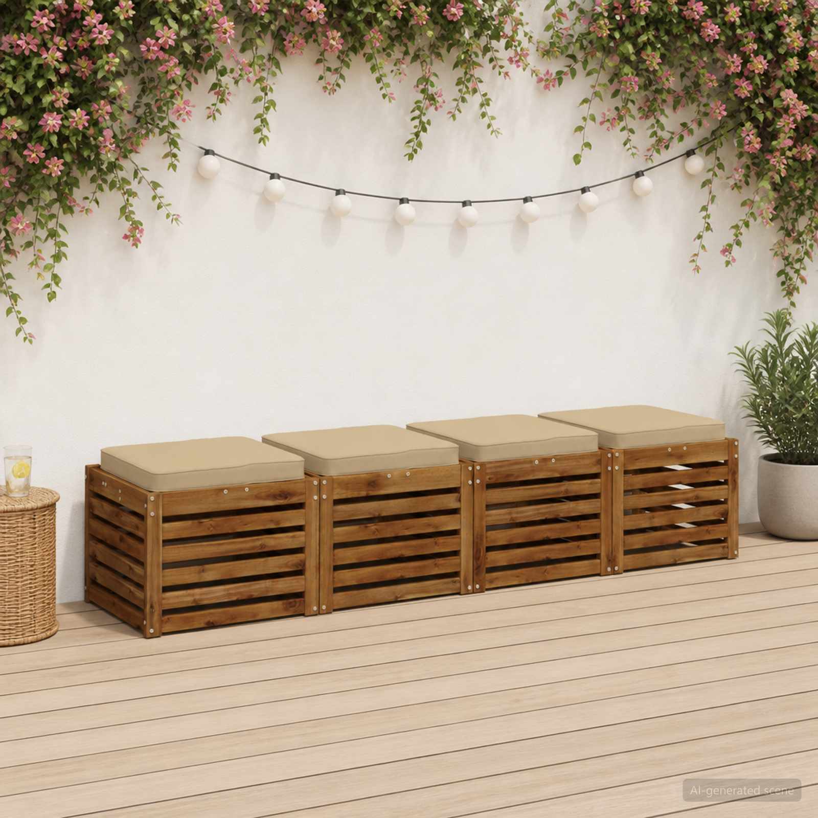 Cuscini per Sedia in 4 Pezzi VUGHT 4 pcs 100% Poliestere Beige