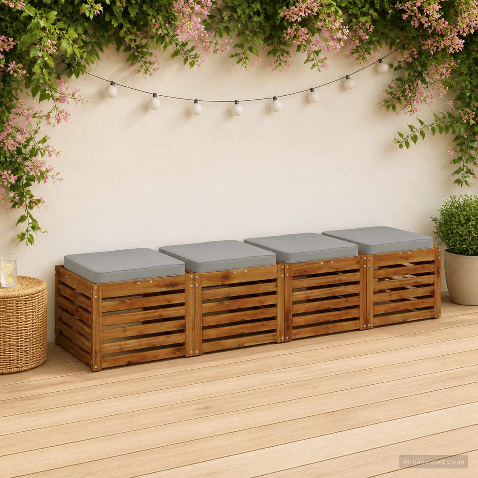 Cuscini per Sedia in 4 Pezzi VUGHT 4 pcs 100% Poliestere Grigio
