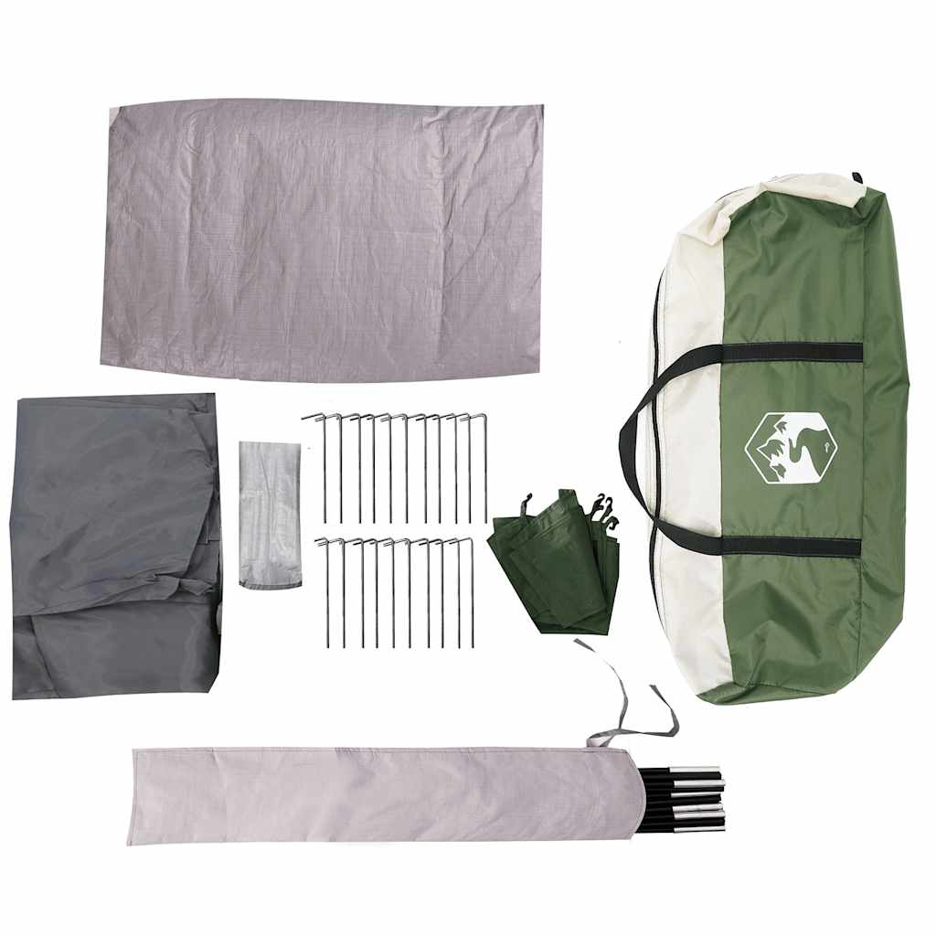 Tenda da Campeggio a Tunnel per 4 Persone Verde Impermeabile