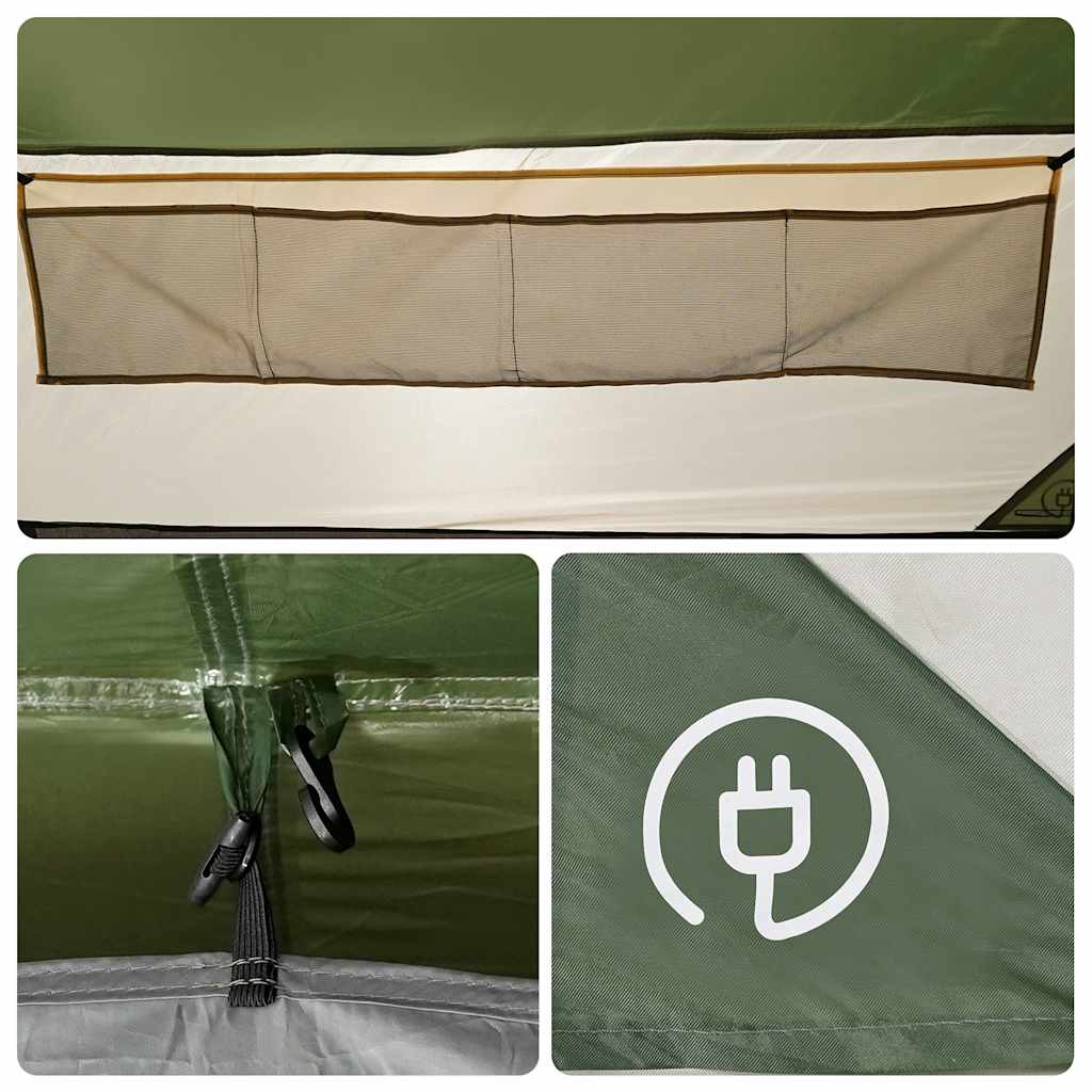 Tenda da Campeggio a Tunnel per 4 Persone Verde Impermeabile