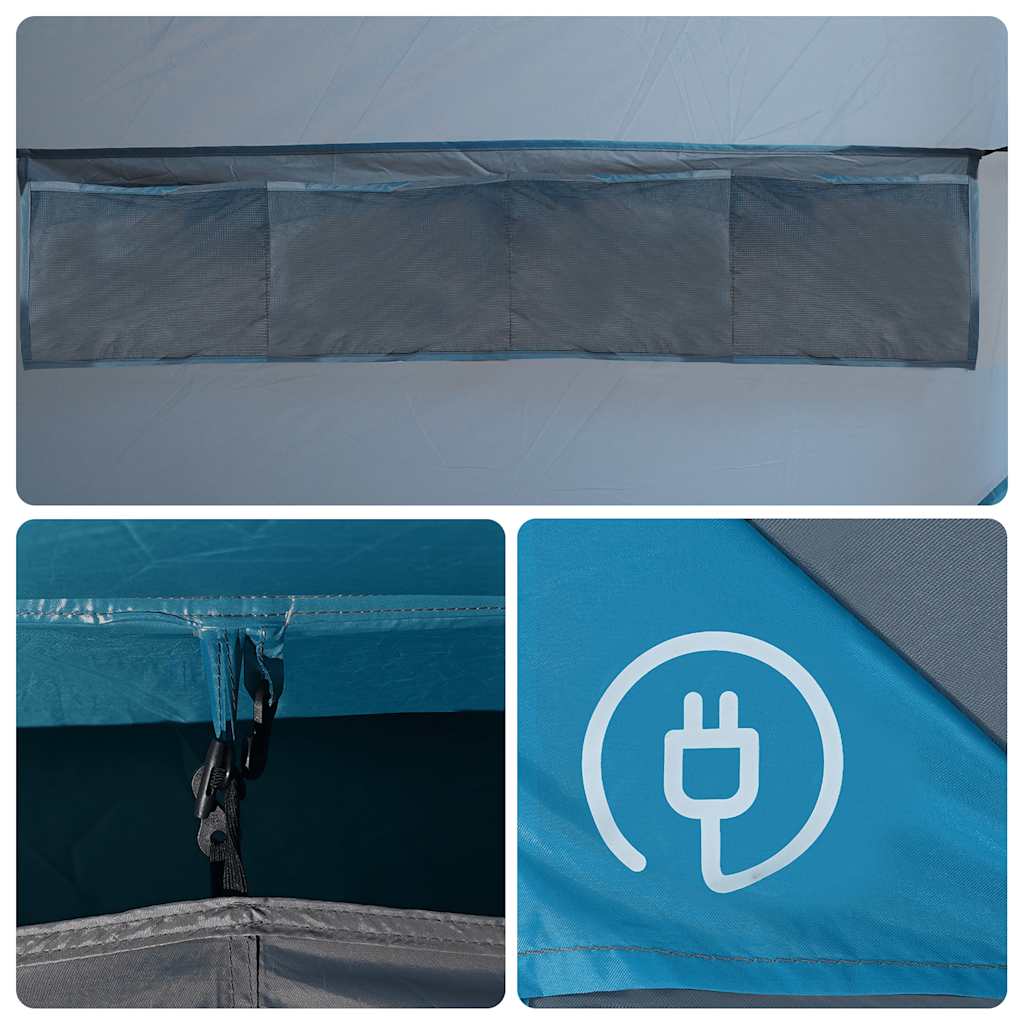 Tenda da Campeggio a Tunnel per 4 Persone Blu Impermeabile