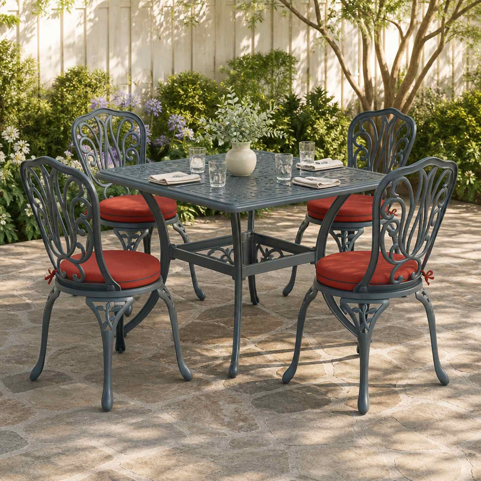 Cuscini per Sedia in 4 Pezzi SOEST 4 pz 100% Poliestere Rosso