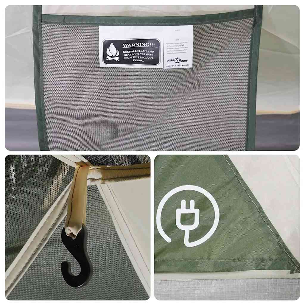 Tenda da Campeggio a Cupola per 4 Persone Verde Impermeabile