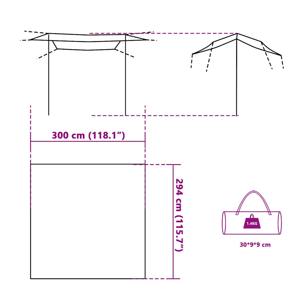 Telone da Campeggio Verde 300x294 cm Impermeabile