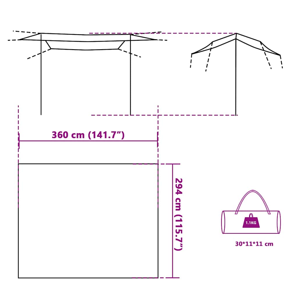 Telone da Campeggio Grigio/Arancione 360x294 cm Impermeabile