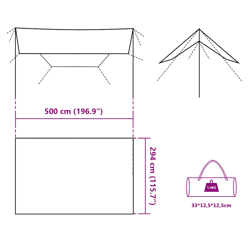Telone da Campeggio Verde 500x294 cm Impermeabile