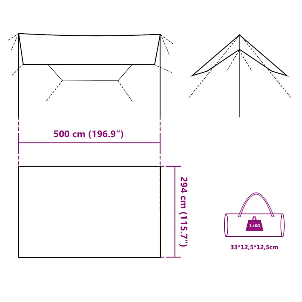 Telone da Campeggio Grigio/Arancione 500x294 cm Impermeabile