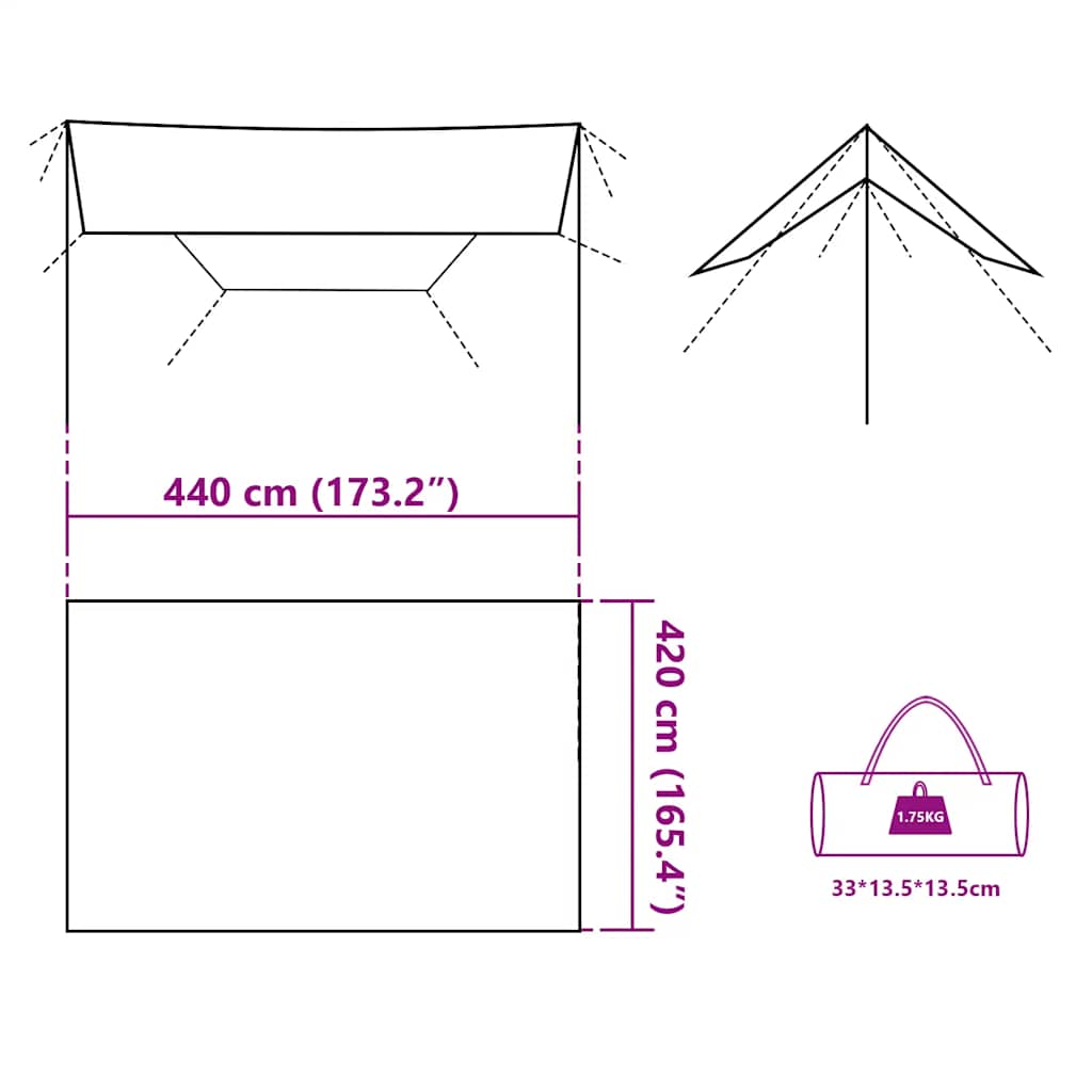 Telone da Campeggio Blu 420x440 cm Impermeabile