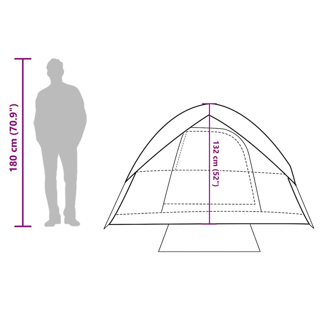 Tenda da Campeggio a Cupola per 3 Persone Verde Impermeabile