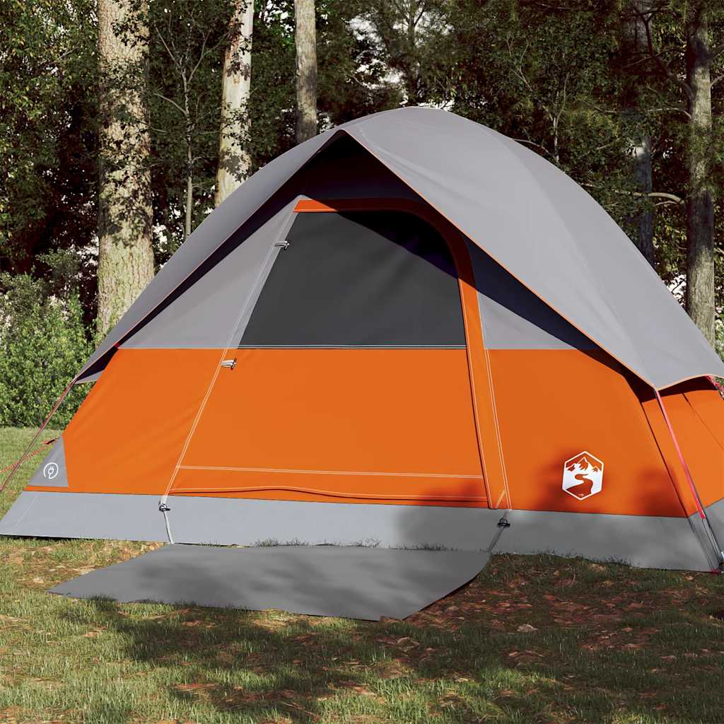 Tenda da Campeggio a Cupola 3 Persone Grigio e Arancione Impermeabile