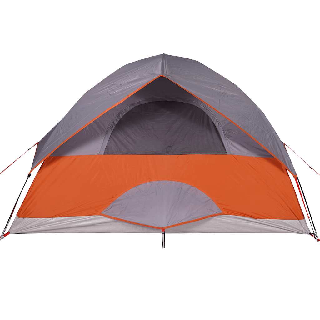 Tenda da Campeggio a Cupola 3 Persone Grigio e Arancione Impermeabile