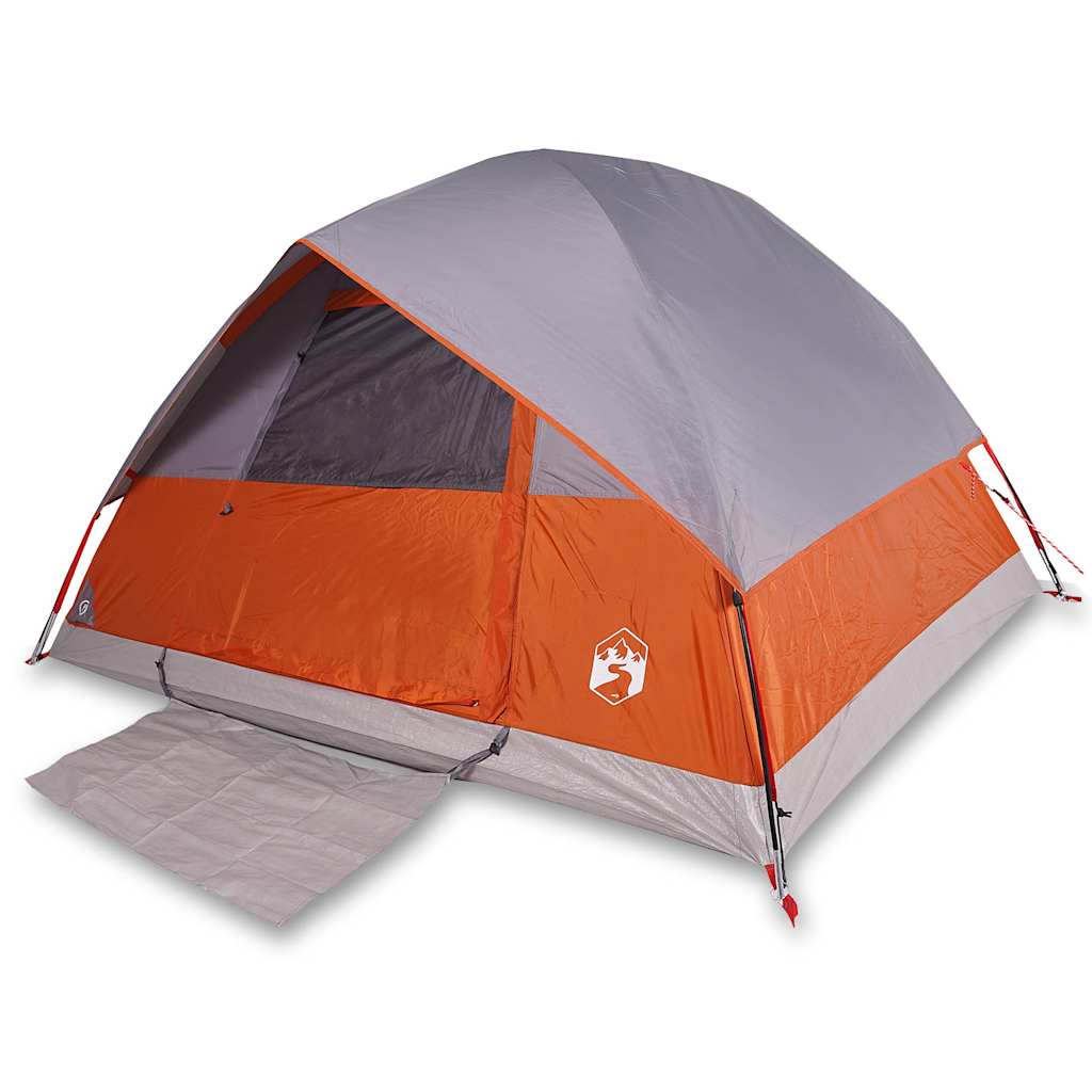 Tenda da Campeggio a Cupola 3 Persone Grigio e Arancione Impermeabile