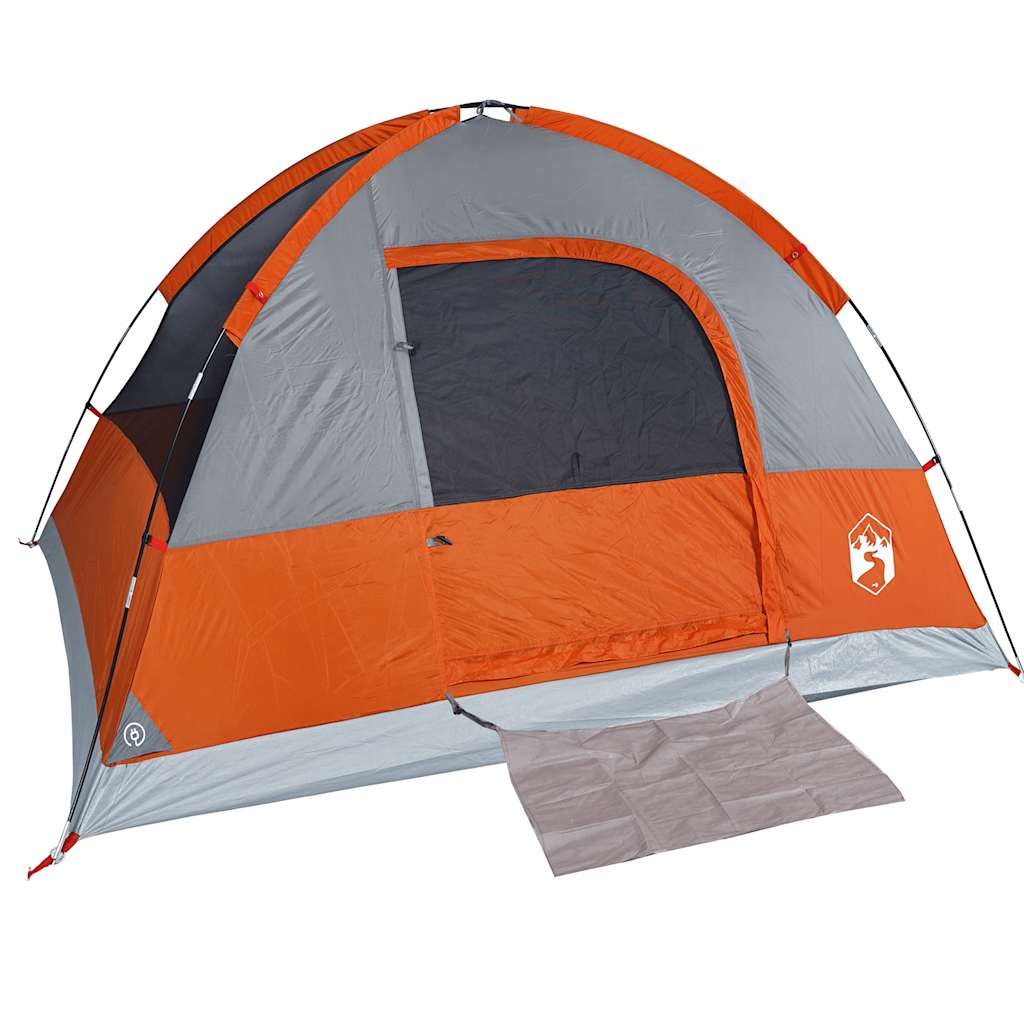Tenda da Campeggio a Cupola 3 Persone Grigio e Arancione Impermeabile