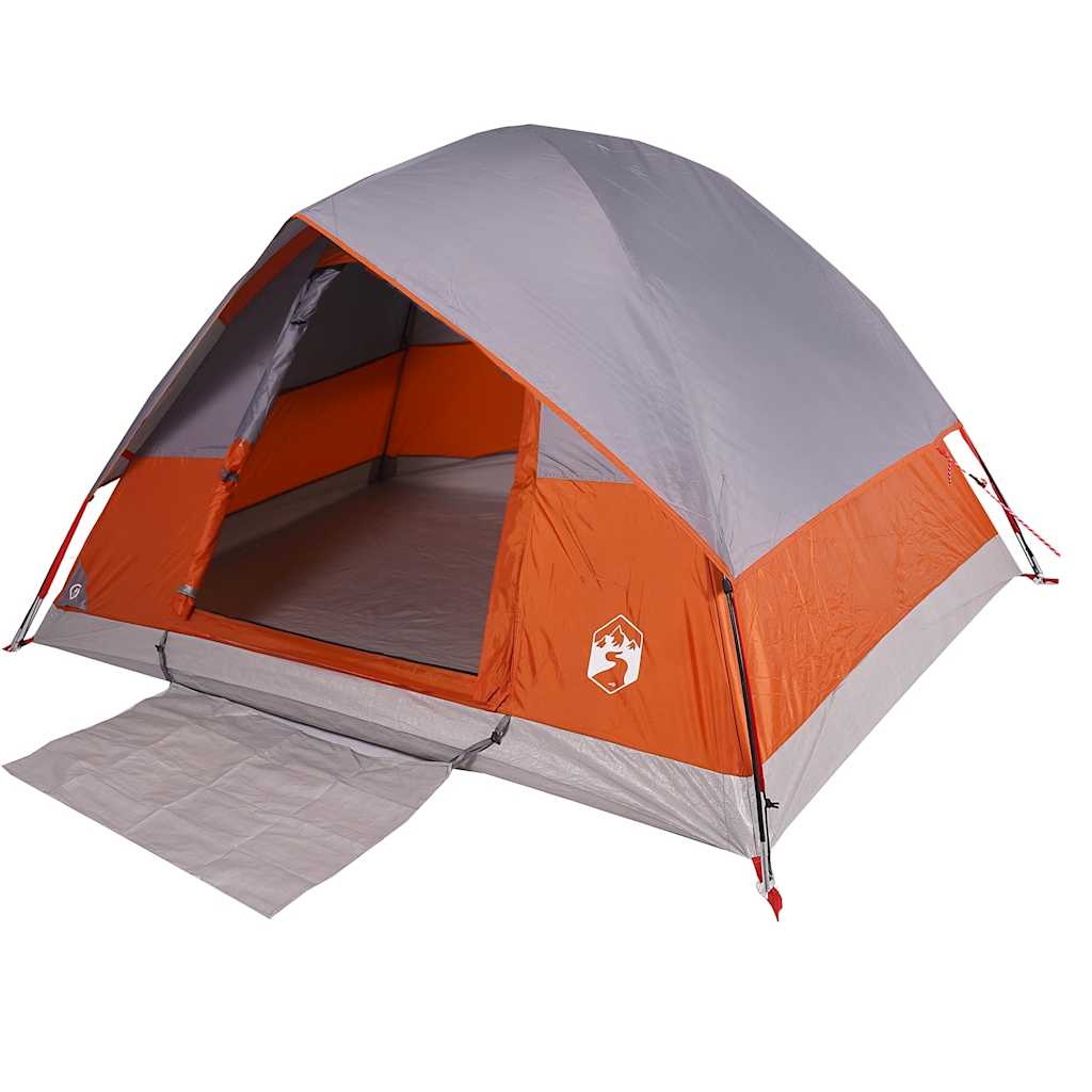 Tenda da Campeggio a Cupola 3 Persone Grigio e Arancione Impermeabile