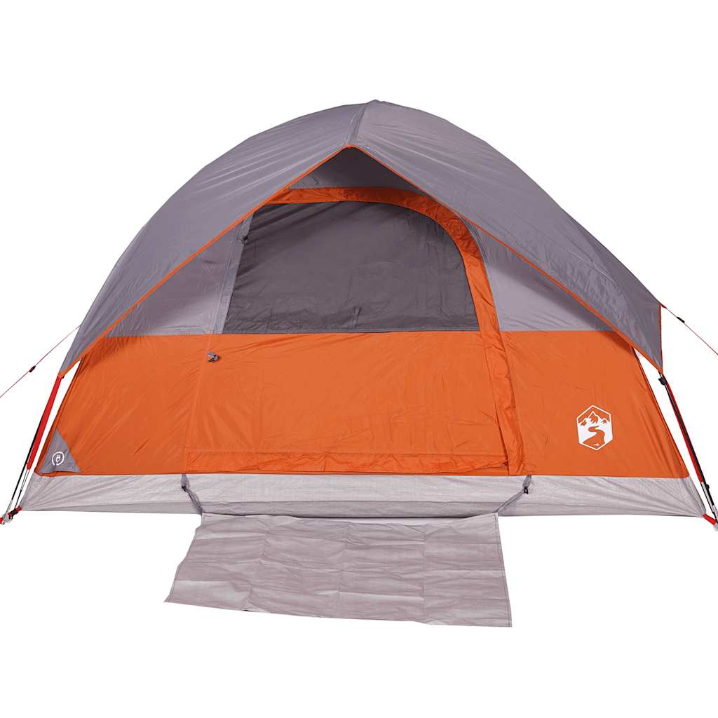 Tenda da Campeggio a Cupola 3 Persone Grigio e Arancione Impermeabile