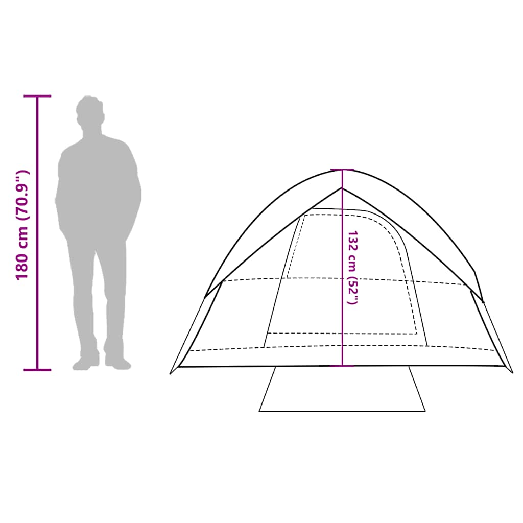 Tenda Campeggio a Cupola 3 Persone Bianca Tessuto Impermeabile