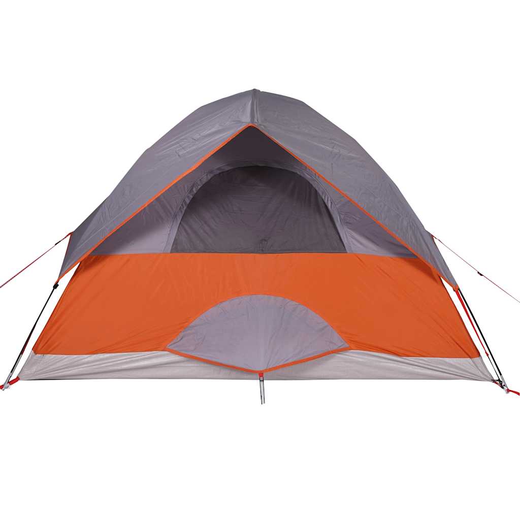 Tenda da Campeggio a Cupola 4 Persone Grigio e Arancione Impermeabile