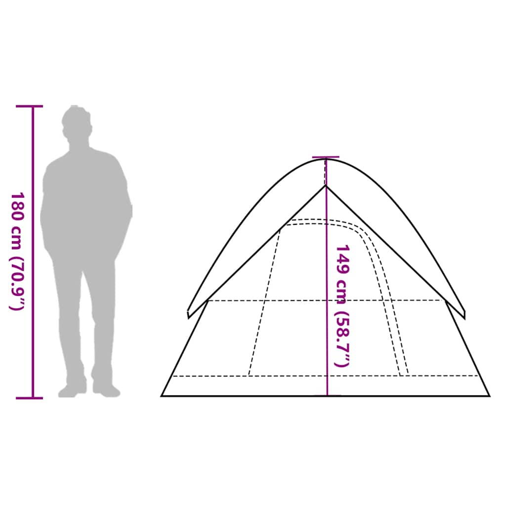Tenda da Campeggio a Cupola 4 Persone Grigio e Arancione Impermeabile