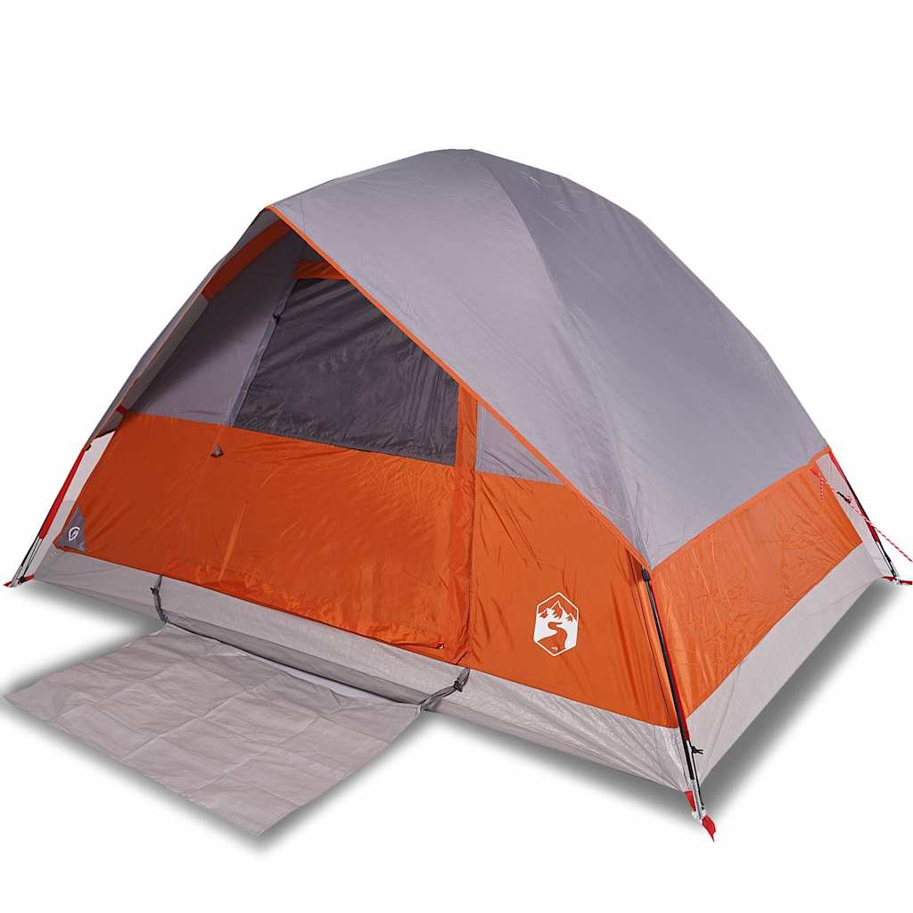 Tenda da Campeggio a Cupola 4 Persone Grigio e Arancione Impermeabile