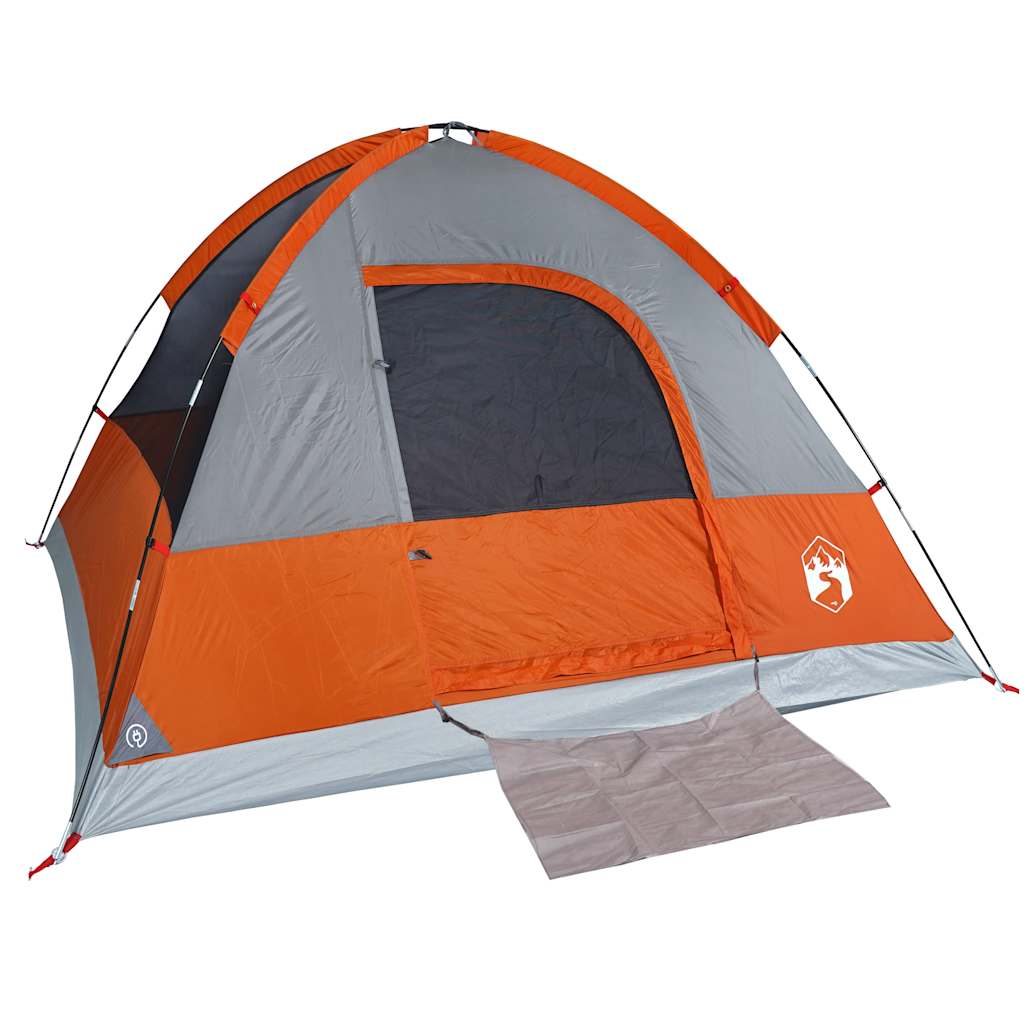 Tenda da Campeggio a Cupola 4 Persone Grigio e Arancione Impermeabile