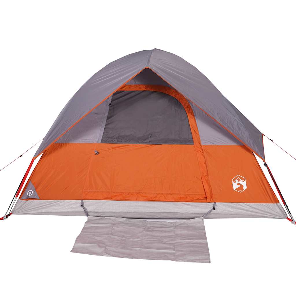 Tenda da Campeggio a Cupola 4 Persone Grigio e Arancione Impermeabile