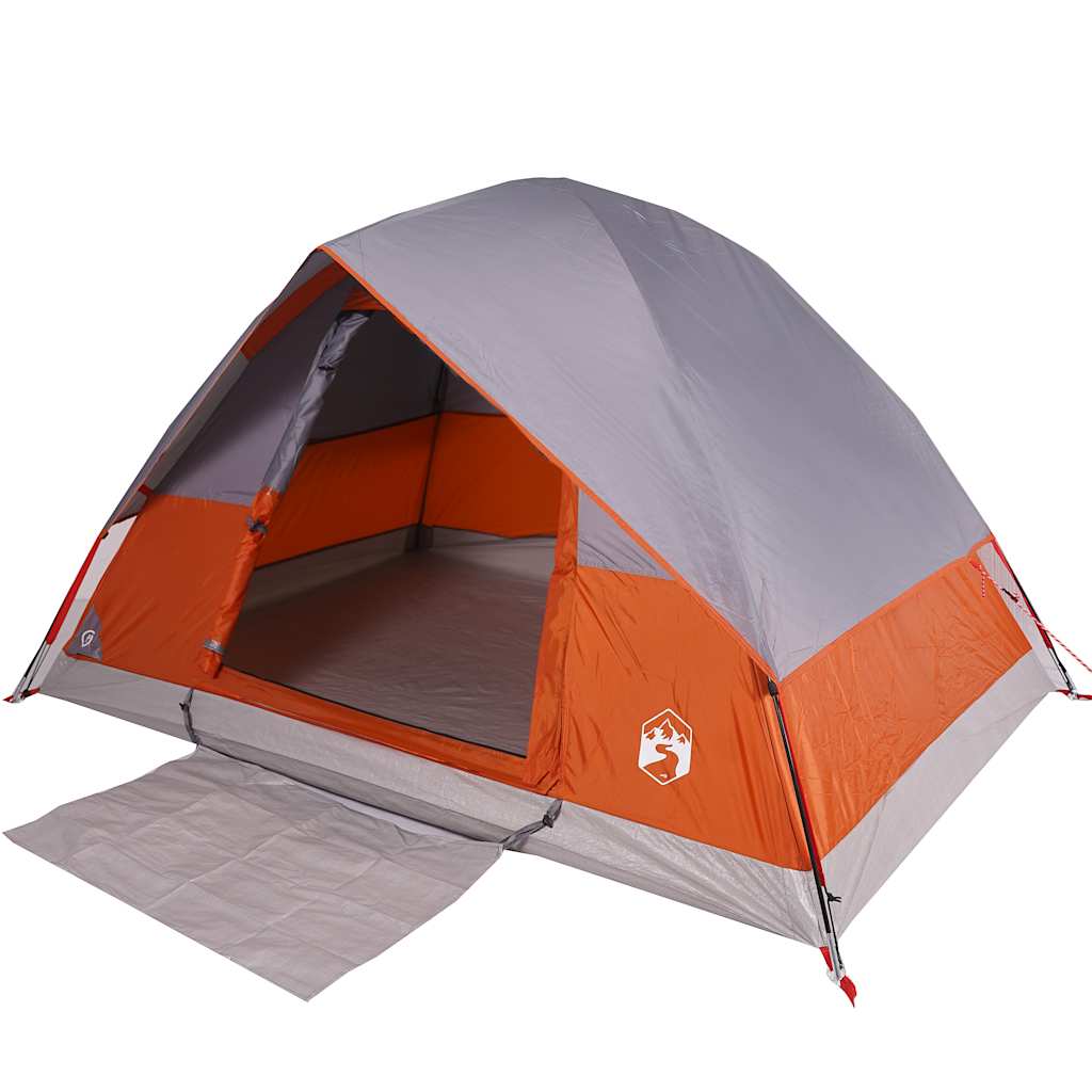Tenda da Campeggio a Cupola 4 Persone Grigio e Arancione Impermeabile