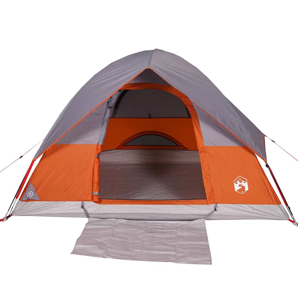 Tenda da Campeggio a Cupola 4 Persone Grigio e Arancione Impermeabile