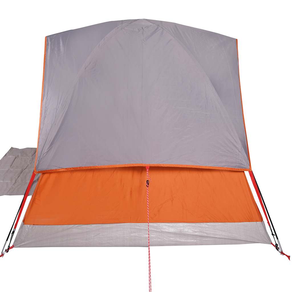 Tenda da Campeggio a Cupola 4 Persone Grigio e Arancione Impermeabile