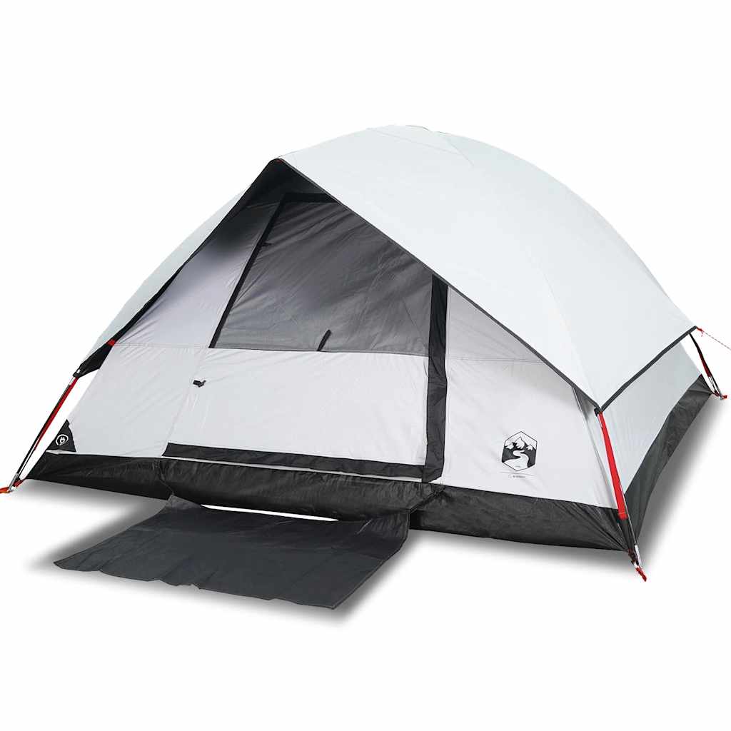 Tenda Campeggio a Cupola 4 Persone Bianca Tessuto Impermeabile