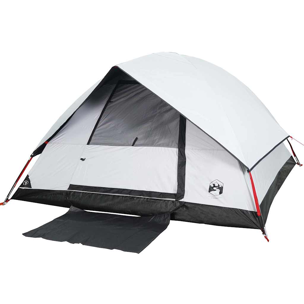 Tenda Campeggio a Cupola 4 Persone Bianca Tessuto Impermeabile