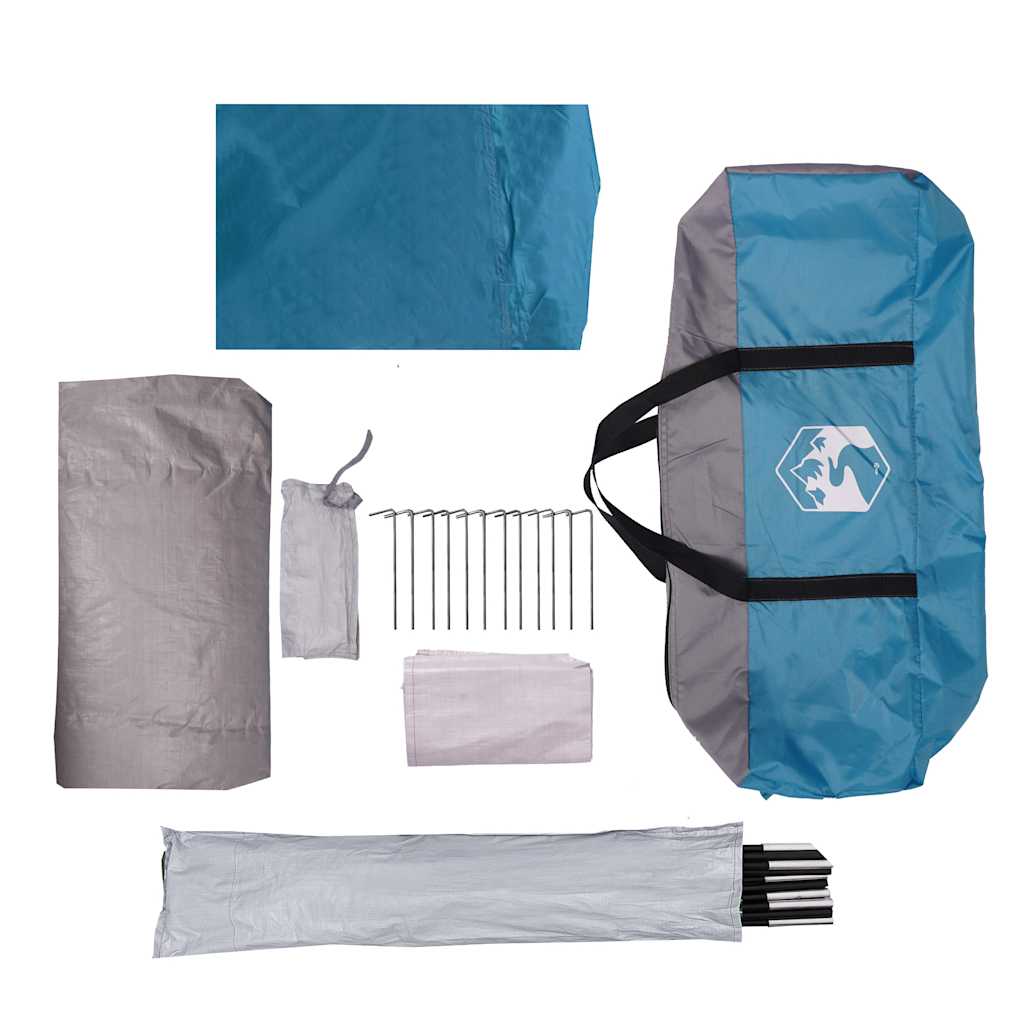 Tenda da Campeggio a Cupola per 4 Persone Blu Impermeabile