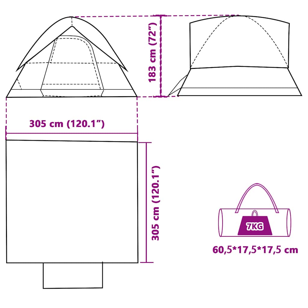 Tenda da Campeggio a Cupola per 4 Persone Blu Impermeabile