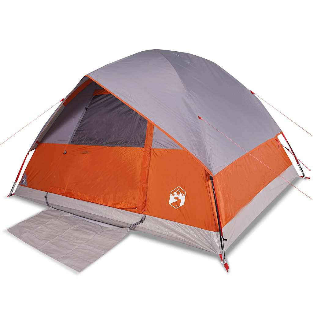 Tenda Familiare a Cupola 6 Persone Grigio e Arancione Impermeabile